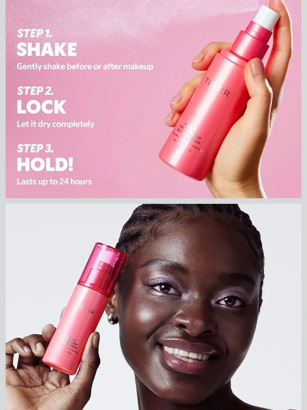 TIRTIR Mask Fit Makeup Fixer & Waterproof Setting Spray Duo — Red and Pink